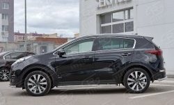 24 649 р. Порожки для ног (Ø42) SLITKOFF  KIA Sportage  4 QL (2016-2018) дорестайлинг (лист - алюминий, профиль - нержавейка)  с доставкой в г. Пермь. Увеличить фотографию 3