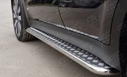 Порожки для ног (Ø42) SLITKOFF KIA Sportage  4 QL (2016-2018) дорестайлинг (лист - алюминий, профиль - нержавейка)