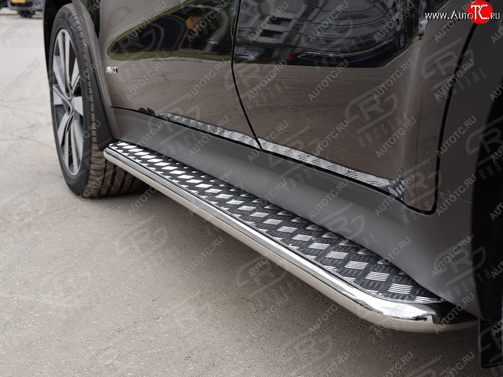 24 649 р. Порожки для ног (Ø42) SLITKOFF  KIA Sportage  4 QL (2016-2018) дорестайлинг (лист - алюминий, профиль - нержавейка)  с доставкой в г. Пермь