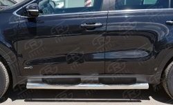 24 549 р. Защита порогов с пластиковыми вставками для ног из круглой трубы диаметром 76 мм SLITKOFF  KIA Sportage  4 QL (2016-2018) дорестайлинг  с доставкой в г. Пермь. Увеличить фотографию 4