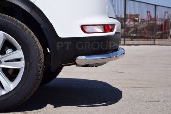 Защита заднего бампера PT GROUP одинарная Ø63мм (НПС) KIA Sportage 2016-2018) KIA Sportage  4 QL (2016-2018) дорестайлинг (Нержавеющая полированная сталь)
