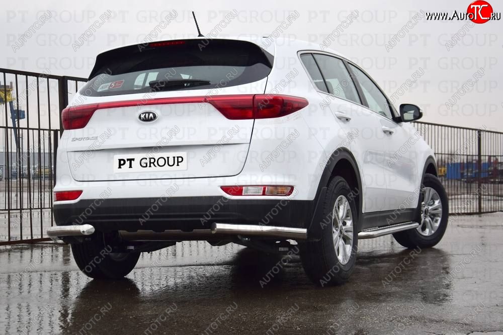16 989 р. Защита заднего бампера Petroil Tuning (уголки, d63)  KIA Sportage  4 QL (2016-2018) дорестайлинг (Нержавеющая полированная сталь)  с доставкой в г. Пермь