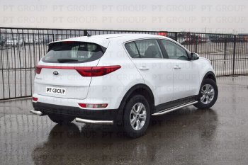 16 989 р. Защита заднего бампера Petroil Tuning (уголки, d63)  KIA Sportage  4 QL (2016-2018) дорестайлинг (Нержавеющая полированная сталь)  с доставкой в г. Пермь. Увеличить фотографию 2