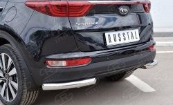 16 999 р. Защита заднего бампера (Ø63 мм уголки, нержавейка) SLITKOFF  KIA Sportage  4 QL (2016-2018) дорестайлинг  с доставкой в г. Пермь. Увеличить фотографию 2