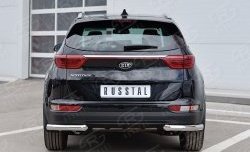 Защита заднего бампера (Ø63 мм уголки, нержавейка) SLITKOFF KIA Sportage  4 QL (2016-2018) дорестайлинг