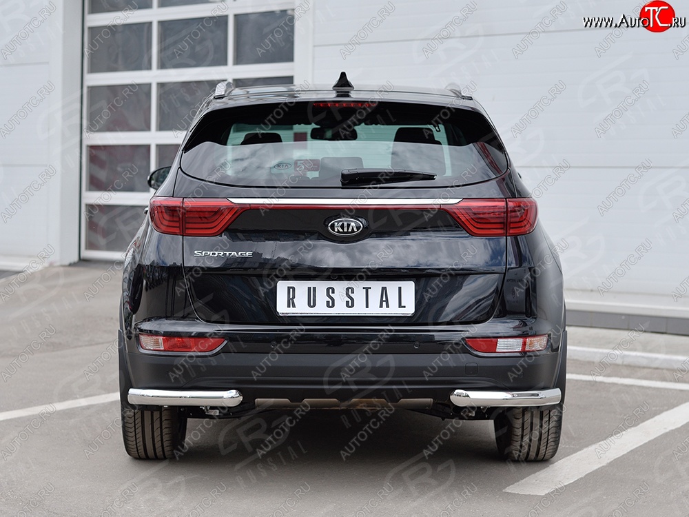 16 999 р. Защита заднего бампера (Ø63 мм уголки, нержавейка) SLITKOFF  KIA Sportage  4 QL (2016-2018) дорестайлинг  с доставкой в г. Пермь