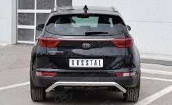 Защита заднего бампера (Ø63 мм волна под машину, нержавейка) SLITKOFF KIA Sportage  4 QL (2016-2018) дорестайлинг