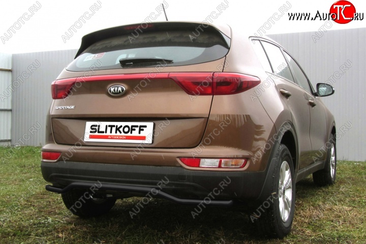 7 999 р. Защита заднего бампера из трубы d42 Slitkoff (волна)  KIA Sportage  4 QL (2016-2018) дорестайлинг (Цвет: серебристый)  с доставкой в г. Пермь