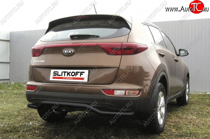 3 599 р. Защита заднего бампера из трубы d57 Slitkoff (волна).  KIA Sportage  4 QL (2016-2018) дорестайлинг (Цвет: серебристый)  с доставкой в г. Пермь