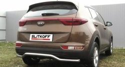 11 949 р. Защита заднего бампера Slitkoff (Ø 57, волна)  KIA Sportage  4 QL (2016-2018) дорестайлинг (Нержавеющая сталь)  с доставкой в г. Пермь. Увеличить фотографию 2