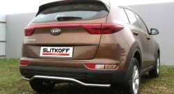 Защита заднего бампера из изогнутой трубы диаметром 42 мм Slitkoff KIA Sportage  4 QL (2016-2018) дорестайлинг