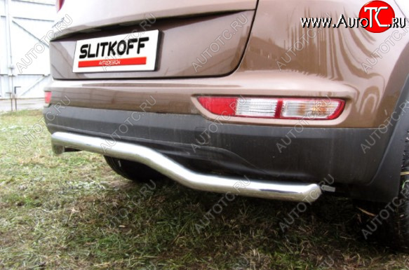 11 949 р. Защита заднего бампера Slitkoff (Ø 57, волна)  KIA Sportage  4 QL (2016-2018) дорестайлинг (Нержавеющая сталь)  с доставкой в г. Пермь