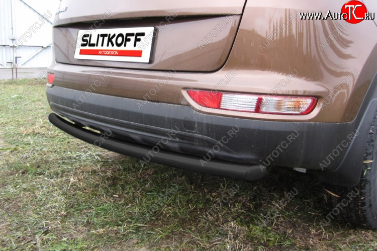 8 199 р. Защита заднего бампера Slitkoff (Ø 57 мм)  KIA Sportage  4 QL (2016-2018) дорестайлинг (Сталь с полимерным покрытием. Цвет: черный)  с доставкой в г. Пермь