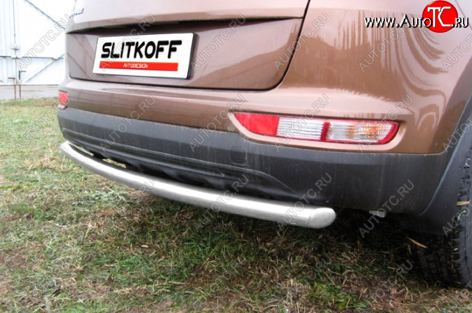 8 199 р. Защита заднего бампера Slitkoff (Ø 57 мм)  KIA Sportage  4 QL (2016-2018) дорестайлинг (Сталь с полимерным покрытием. Цвет: серебристый)  с доставкой в г. Пермь
