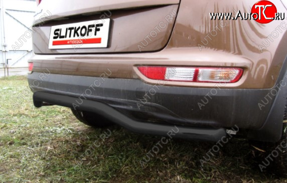 8 349 р. Защита заднего бампера Slitkoff (Ø 57, волна)  KIA Sportage  4 QL (2016-2018) дорестайлинг (Сталь с полимерным покрытием. Цвет: черный)  с доставкой в г. Пермь