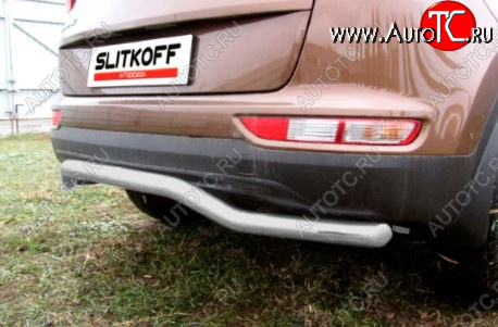 8 349 р. Защита заднего бампера Slitkoff (Ø 57, волна)  KIA Sportage  4 QL (2016-2018) дорестайлинг (Сталь с полимерным покрытием. Цвет: серебристый)  с доставкой в г. Пермь
