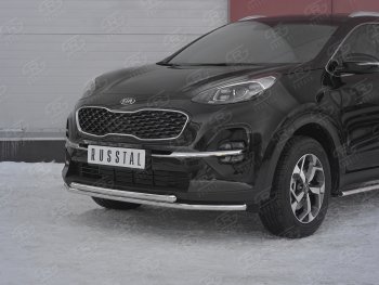 19 999 р. Защита переднего бампера (2 трубы Ø42 мм, нержавейка) SLITKOFF  KIA Sportage  4 QL (2018-2022) рестайлинг  с доставкой в г. Пермь. Увеличить фотографию 2