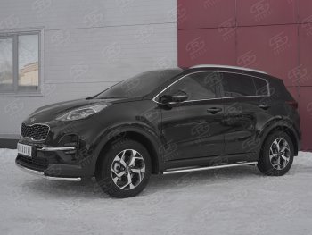 19 999 р. Защита переднего бампера (2 трубы Ø42 мм, нержавейка) SLITKOFF  KIA Sportage  4 QL (2018-2022) рестайлинг  с доставкой в г. Пермь. Увеличить фотографию 3