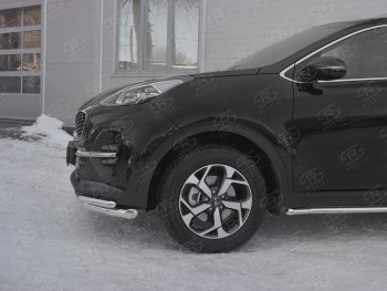 20 999 р. Защита переднего бампера (2 трубы Ø63 и 42 мм углы, нержавейка) SLITKOFF  KIA Sportage  4 QL (2018-2022) рестайлинг  с доставкой в г. Пермь. Увеличить фотографию 3