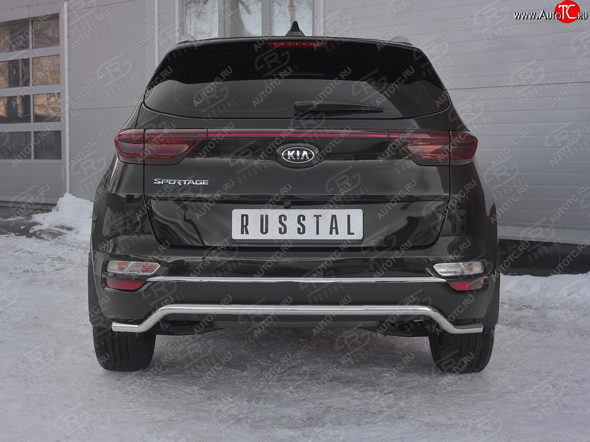 18 299 р. Защита заднего бампера (Ø63 мм волна, нержавейка) SLITKOFF  KIA Sportage  4 QL (2018-2022) рестайлинг  с доставкой в г. Пермь