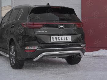 18 299 р. Защита заднего бампера (Ø63 мм волна, нержавейка) SLITKOFF  KIA Sportage  4 QL (2018-2022) рестайлинг  с доставкой в г. Пермь. Увеличить фотографию 2