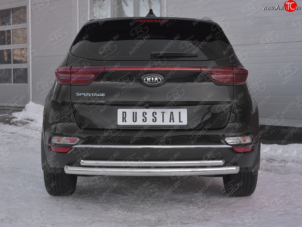 19 799 р. Защита заднего бампера (Ø63 и 42 мм, нержавейка) SLITKOFF  KIA Sportage  4 QL (2018-2022) рестайлинг  с доставкой в г. Пермь