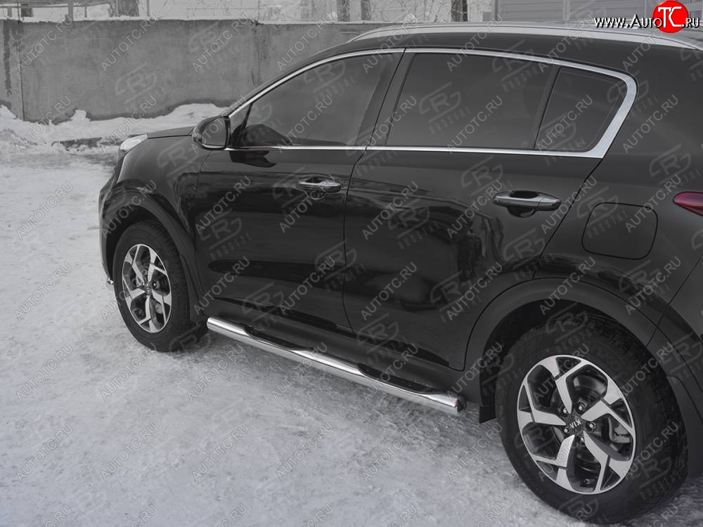 24 549 р. Защита порогов (Ø76 мм с проступью, нержавейка) SLITKOFF  KIA Sportage  4 QL (2018-2022) рестайлинг (Металлические торцы под 90°)  с доставкой в г. Пермь