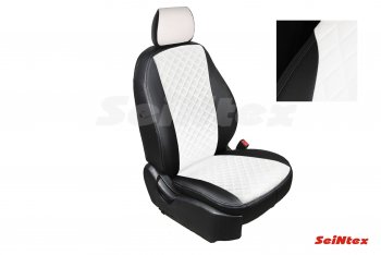 Чехлы для сидений Seintex (экокожа, ромб, 40/60) KIA Sportage  4 QL (2016-2022) дорестайлинг, рестайлинг (Черный+белый)