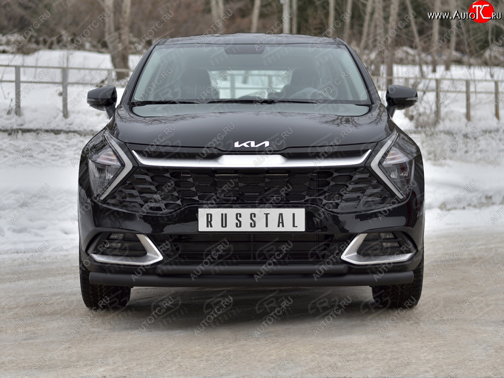 13 999 р. Защита переднего бампера (кроме STYLE и X-LINE, две трубы, d63+42мм., с чёрным полимерным покрытием) SLITKOFF  KIA Sportage  5 NQ5 (2021-2025)  с доставкой в г. Пермь