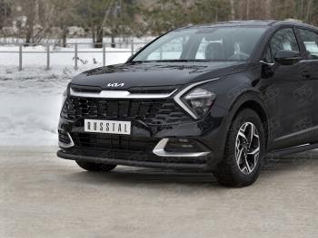9 399 р. Защита переднего бампера (кроме STYLE и X-LINE, труба, d63, с чёрным полимерным покрытием) SLITKOFF  KIA Sportage  5 NQ5 (2021-2025)  с доставкой в г. Пермь. Увеличить фотографию 2