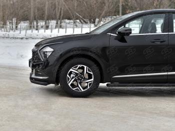 9 399 р. Защита переднего бампера (кроме STYLE и X-LINE, труба, d63, с чёрным полимерным покрытием) SLITKOFF  KIA Sportage  5 NQ5 (2021-2025)  с доставкой в г. Пермь. Увеличить фотографию 3