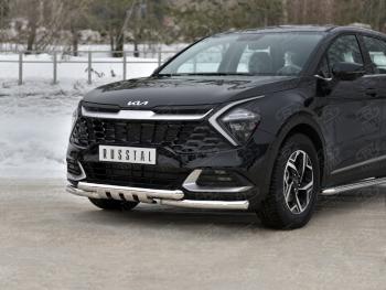 24 649 р. Защита переднего бампера (кроме STYLE и X-LINE, труба d63 с клыками) SLITKOFF  KIA Sportage  5 NQ5 (2021-2025)  с доставкой в г. Пермь. Увеличить фотографию 2