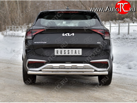 19 599 р. Защита заднего бампера (две трубы, d63+42мм.) SLITKOFF  KIA Sportage  5 NQ5 (2021-2025)  с доставкой в г. Пермь