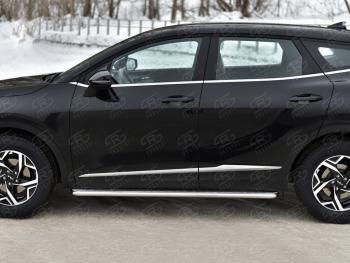 21 999 р. Защита порогов (кроме STYLE и X-LINE, труба d42мм.) SLITKOFF  KIA Sportage  5 NQ5 (2021-2025) (Лист алюминий/профиль нержавейка)  с доставкой в г. Пермь. Увеличить фотографию 2