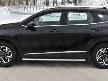 21 799 р. Защита порогов (кроме STYLE и X-LINE, труба d42мм.) SLITKOFF  KIA Sportage  5 NQ5 (2021-2025) (Лист алюминий/профиль сталь)  с доставкой в г. Пермь. Увеличить фотографию 2
