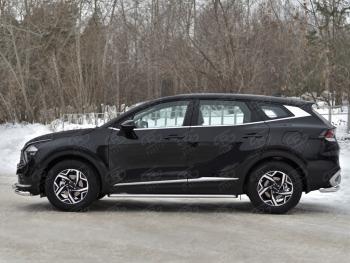 21 799 р. Защита порогов (кроме STYLE и X-LINE, труба d42мм.) SLITKOFF  KIA Sportage  5 NQ5 (2021-2025) (Лист алюминий/профиль сталь)  с доставкой в г. Пермь. Увеличить фотографию 3