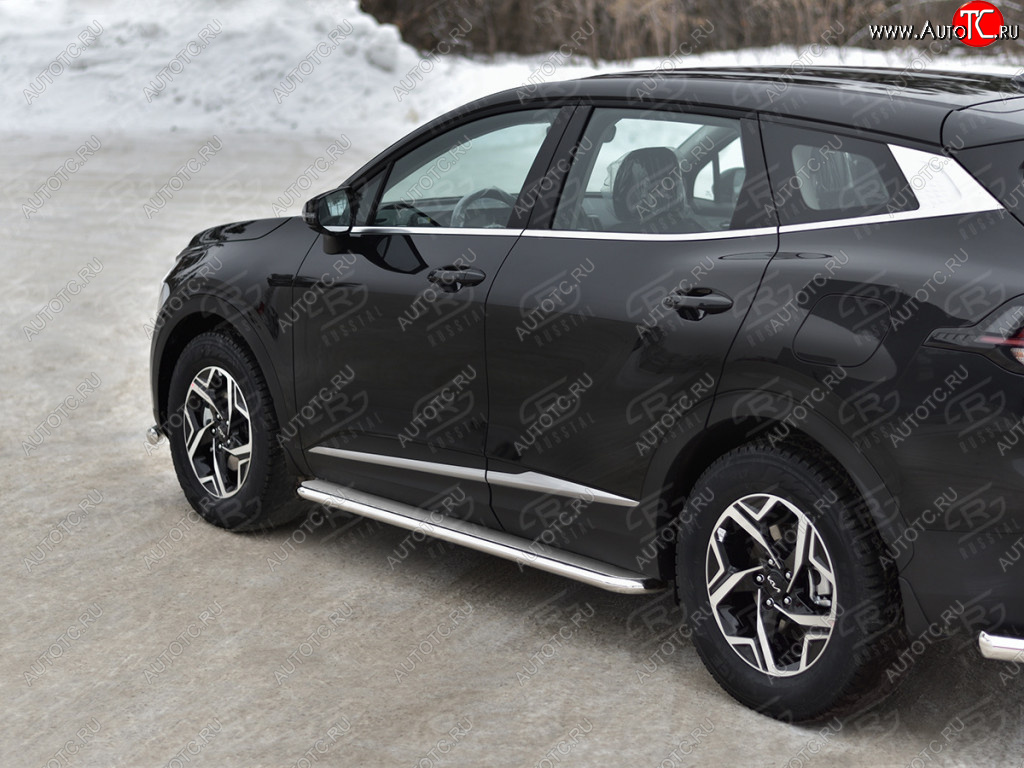 32 999 р. Защита порогов (кроме STYLE и X-LINE, труба d42мм.) SLITKOFF  KIA Sportage  5 NQ5 (2021-2025) (Лист и профиль нержавейка)  с доставкой в г. Пермь