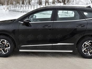 32 999 р. Защита порогов (кроме STYLE и X-LINE, труба d42мм.) SLITKOFF  KIA Sportage  5 NQ5 (2021-2025) (Лист и профиль нержавейка)  с доставкой в г. Пермь. Увеличить фотографию 2