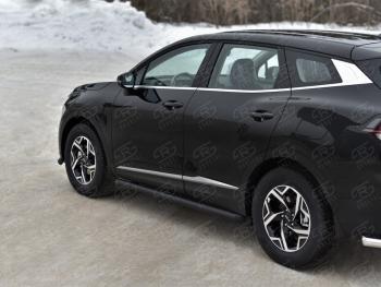 13 999 р. Защита порогов (труба d63 мм, с чёрным полимерным покрытием) SLITKOFF  KIA Sportage  5 NQ5 (2021-2025) (Торцы со срезом 45°)  с доставкой в г. Пермь. Увеличить фотографию 2
