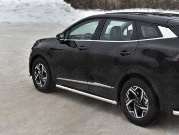 18 549 р. Защита порогов (кроме STYLE и X-LINE, труба d63мм.) SLITKOFF  KIA Sportage  5 NQ5 (2021-2025) (Торцы со срезом 45°)  с доставкой в г. Пермь. Увеличить фотографию 2