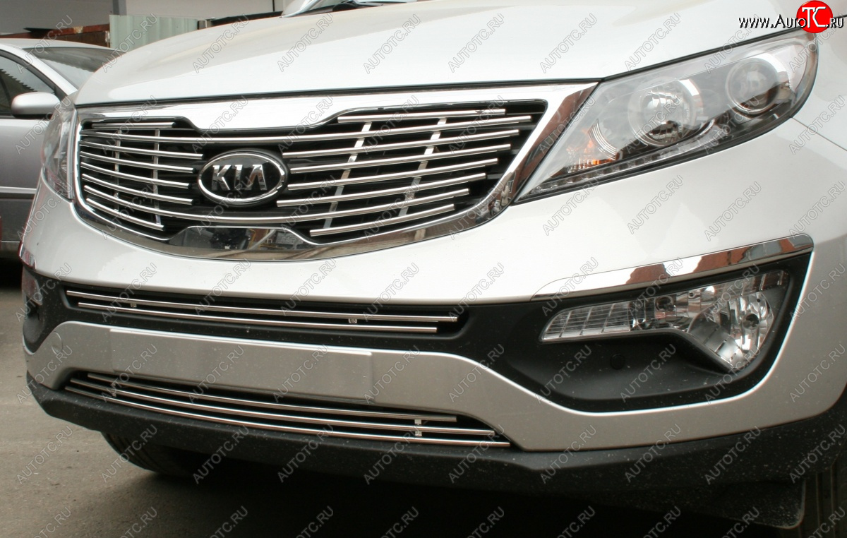 7 499 р. Декоративный элемент воздухозаборника Souz96  KIA Sportage  3 SL (2010-2016) дорестайлинг, рестайлинг (Хром 10 мм)  с доставкой в г. Пермь