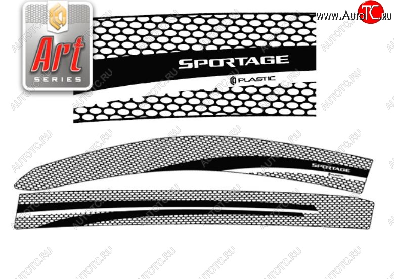 2 299 р. Дефлектора окон CA-Plastic  KIA Sportage  3 SL (2010-2016) дорестайлинг, рестайлинг (Серия Art белая, Без хром.молдинга, Крепление только на скотч)  с доставкой в г. Пермь