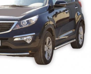Защита порогов ТехноСфера (Техно Сфера) (Сталь с покрытием, 63.5 mm) KIA Sportage  3 SL (2010-2016) дорестайлинг, рестайлинг