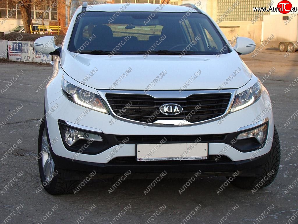 1 299 р. Реснички на фары Tuning-Sport KIA Sportage 3 SL дорестайлинг (2010-2014) (Неокрашенные)  с доставкой в г. Пермь