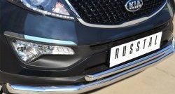 18 699 р. Защита переднего бампера (2 трубыØ63 и 42 мм, нержавейка) SLITKOFF  KIA Sportage  3 SL (2010-2014) дорестайлинг  с доставкой в г. Пермь. Увеличить фотографию 2