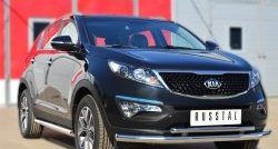 18 699 р. Защита переднего бампера (2 трубыØ63 и 42 мм, нержавейка) SLITKOFF  KIA Sportage  3 SL (2010-2014) дорестайлинг  с доставкой в г. Пермь. Увеличить фотографию 4