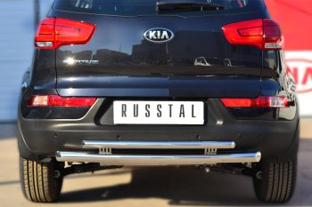 Защита заднего бампера (Ø63/42 мм, нержавейка) SLITKOFF KIA Sportage  3 SL (2010-2016) дорестайлинг, рестайлинг