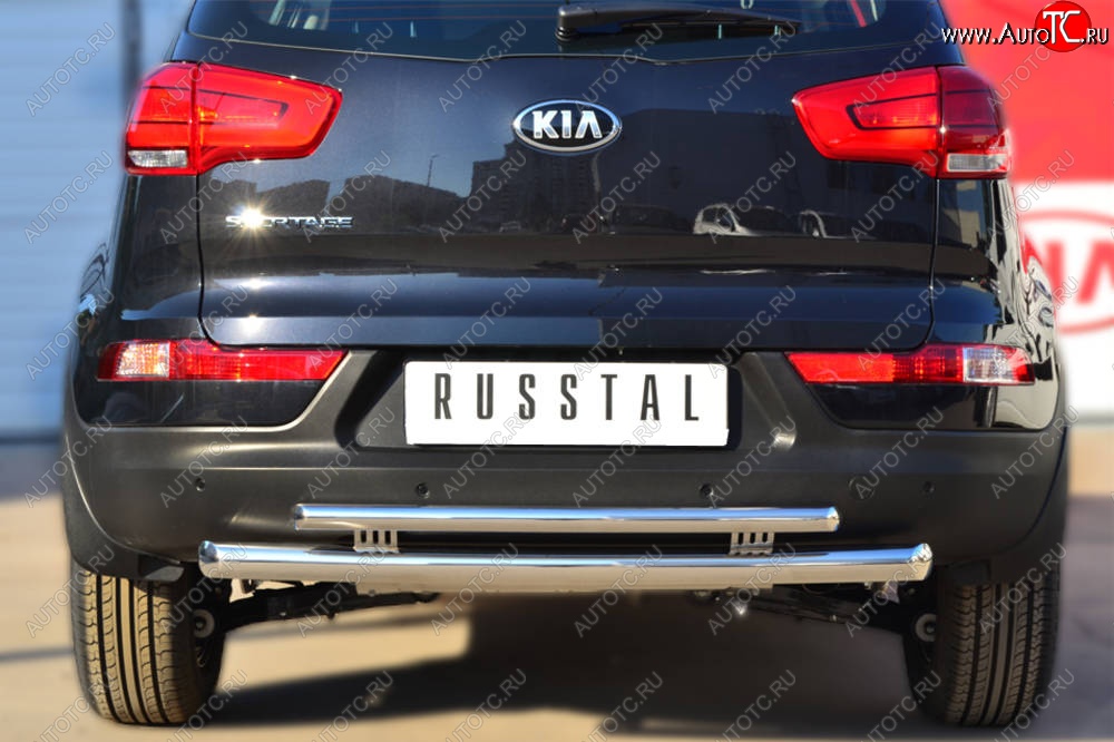 16 499 р. Защита заднего бампера (Ø63/42 мм, нержавейка) SLITKOFF  KIA Sportage  3 SL (2010-2016) дорестайлинг, рестайлинг  с доставкой в г. Пермь