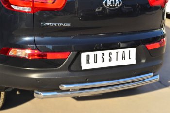 16 499 р. Защита заднего бампера (Ø63/42 мм, нержавейка) SLITKOFF  KIA Sportage  3 SL (2010-2016) дорестайлинг, рестайлинг  с доставкой в г. Пермь. Увеличить фотографию 2