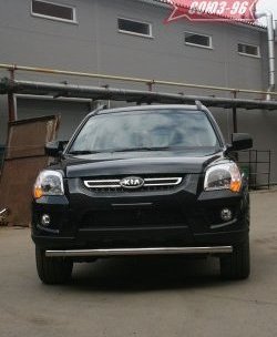 Защита переднего бампера одинарная (рестайлинг) Souz-96 (d42). KIA Sportage 2 JE,KM дорестайлинг (2004-2008)